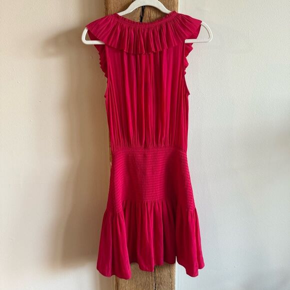 NWT Ramy Brook Ellery Ruffled Sleeveless Mini Dress - Pink Small - Picture 7 of 7